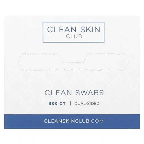 Clean Skin Club, Clean Swabs, Dual-Sided , 500 Count