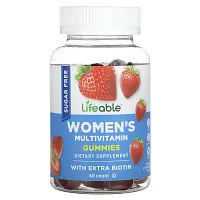 Lifeable, Women&#x27;s Multivitamin Gummies, Sugar Free, Natural Strawberry, 60 Gummies