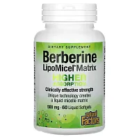 Natural Factors, Berberine LipoMicel Matrix, 500 mg, 60 Liquid Softgels