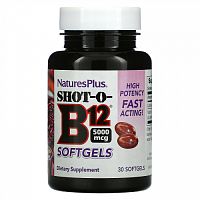 Nature's Plus, Shot-O-B12, 5,000 mcg, 30 Softgels