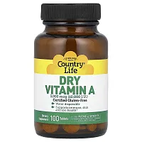 Country Life, Dry Vitamin A, 3,000 mcg (10,000 IU), 100 Tablets