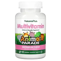 NaturesPlus, Animal Parade, Children&#x27;s Chewable Supplement, Watermelon, 180 Animal-Shaped Tablets