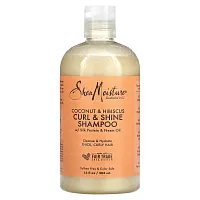 SheaMoisture, Curl & Shine, шампунь, кокос и гибискус, 384 мл (13 жидк. Унций)