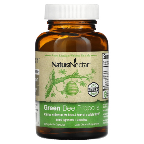 NaturaNectar, Green Bee Propolis, 60 вегетарианских капсул фото 3