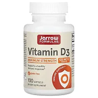 Jarrow Formulas, Vitamin D3, Maximum Strength, 125 mcg (5,000 IU), 100 Softgels