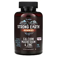 YumV&#x27;s, Strong Earth Gummies, Calcium, Magnesium &amp; Zinc + Vitamin D, Raspberry, 90 Gummies