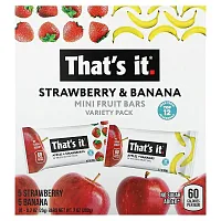 That&#x27;s It, Mini Fruit Bars Variety Pack, Strawberry &amp; Banana, 10 Bars, 0.7 oz (20 g)Each