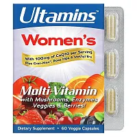 Ultamins, Women&#x27;s Multivitamin with CoQ10, Mushrooms, Enzymes, Veggies &amp; Berries, 60 Veggie Capsules