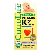 ChildLife Essentials, Organic Vitamin K2 Drops, Natural Berry, 5 mcg, 0.25 fl oz (7.5 ml)