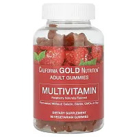 California Gold Nutrition, Adult Multivitamin Gummies, Natural Raspberry, 90 Vegetarian Gummies