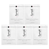 Sympli Beautiful, Balancing Charcoal Beauty Sheet Masks, 5 Sheet Masks, 0.85 fl oz (25 ml) Each