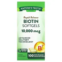 Nature&#x27;s Truth, Biotin, 10,000 mcg, 100 Rapid Release Liquid Softgels