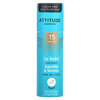 ATTITUDE, Бальзам для губ, SPF 15, кокос, 8,5 г (0,3 унции)