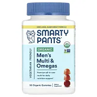 SmartyPants, Organic, Men&#x27;s Multi &amp; Omegas Gummies, Raspberry, Orange, and Cherry, 90 Organic Gummies