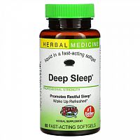 Herbs Etc., Снотворное Deep Sleep, 60 быстродействующих мягких таблеток