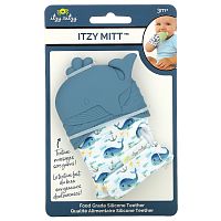 itzy ritzy, Itzy Mitt, пищевой силиконовый прорезыватель для зубов, от 3 месяцев, для китов, 1 прорезыватель