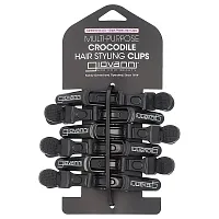 Giovanni, Multi-Purpose Crocodile Hair Styling Clips, Black, 6 Pieces