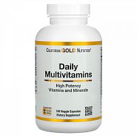 California Gold Nutrition, мультивитамины и минералы, две капсулы в день, 180 растительных капсул