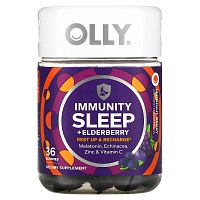 OLLY, Immunity Sleep + бузина, полуночная ягода, 36 жевательных таблеток