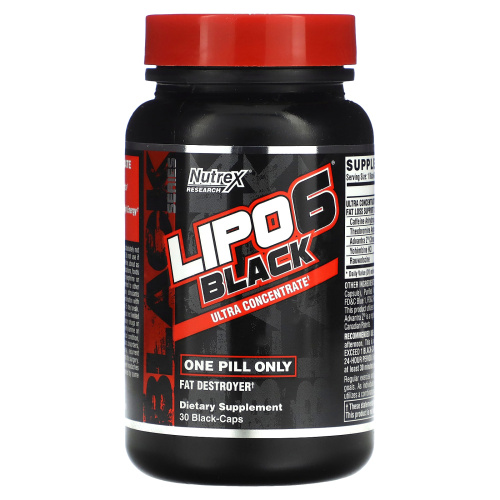 Nutrex Research, Lipo-6 Black, ультраконцентрат, 30 черных капсул фото 3