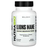 NutraBio, Organic Lions Mane, 60 Capsules