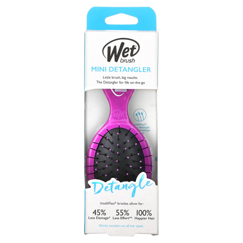 Wet Brush, Мини-расческа для облегчения расчесывания, фиолетовая, 1 расческа фото 2