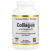 California Gold Nutrition, Hydrolyzed Collagen Peptides + Vitamin C, Type I &amp; III, 250 Tablets