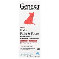 Genexa, Kids&#x27; Pain &amp; Fever, Ages 2-11, Organic Blueberry, 4 fl oz (118 ml)