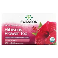 Swanson, Hibiscus Flower Tea, Caffeine-Free, 20 Tea Bags, 1.4 oz (40 g)