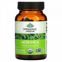 Organic India, моринга, 90 вегетарианских капсул