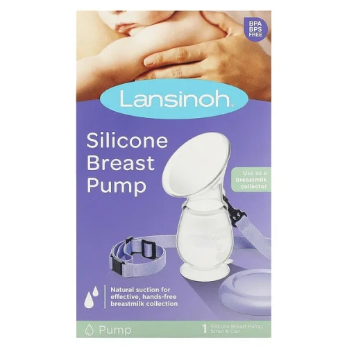 Lansinoh, Silicone Breast Pump, 1 Pump, Strap &amp; Cap