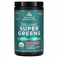 Ancient Nutrition, Organics Super Greens, органическая зелень, арбуз, 250 г (8,82 унции)