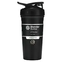 Blender Bottle, Strada, Insulated Stainless Steel, Black, 24 oz (710 ml)