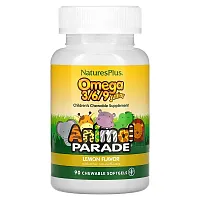 NaturesPlus, Animal Parade, Omega 3/6/9 Junior, Lemon, 90 Chewable Softgels