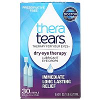 TheraTears, Dry Eye Therapy, Lubricant Eye Drops, 30 Sterile Single-Use Vials