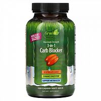 Irwin Naturals, 3-in-1 Carb Blocker, блокатор углеводов 3-в-1, максимальный эффект, 150 желатиновых капсул