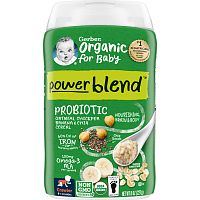 Gerber, Powerblend Organic для детей от 8 месяцев, пробиотическая овсянка, нут, банан и хлопья чиа, 227 г (8 унций) (Товар снят с продажи)