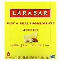 Larabar, The Original Real Fruit &amp; Nut Bar, Lemon, 6 Bars, 1.6 oz (45 g) Each