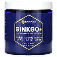 Natural Stacks, Ginkgo+, Extra Strength Brain Support , 60 Vegan Capsules