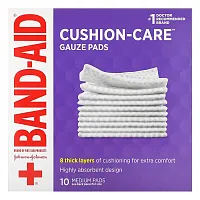 Band Aid, Cushion-Care, Gauze Pads, Medium, 10 Pads