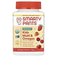 SmartyPants, Organic Kids Multi &amp; Omegas Gummies, Mixed Berry and Cherry, 120 Organic Gummies