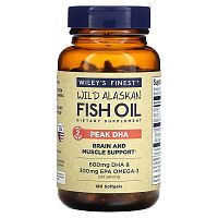 Wiley&#x27;s Finest, Wild Alaskan Fish Oil, Peak DHA, 180 Softgels