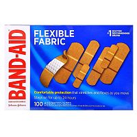 Band Aid, Лейкопластыри, гибкая ткань, разные размеры, 100 бинтов