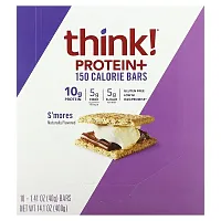 Think !, Protein+ 150 Calorie Bars, S&#x27;mores, 10 Bars, 1.41 oz (40 g) Each