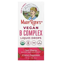 MaryRuth&#x27;s, Vegan B Complex Liquid Drops, Tart Cherry, 1 fl oz (30 ml)