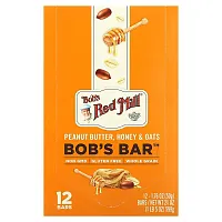 Bob&#x27;s Red Mill, Bob&#x27;s Bar, Peanut Butter, Honey &amp; Oats , 12 Bars, 1.76 oz (50 g) Each