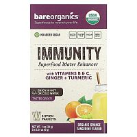 BareOrganics, Immunity, Superfood Water Enhancer, Organic Orange Tangerine, 5 Stick Packets, 0.21 oz (6 g) Each