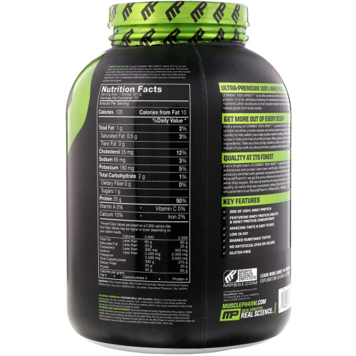 MusclePharm, Combat 100% Whey Protein, Baunilha, 5 lbs (2269 g) фото 2