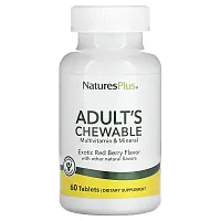 NaturesPlus, Adult&#x27;s Chewable Multivitamin &amp; Mineral, Exotic Red Berry  , 60 Tablets