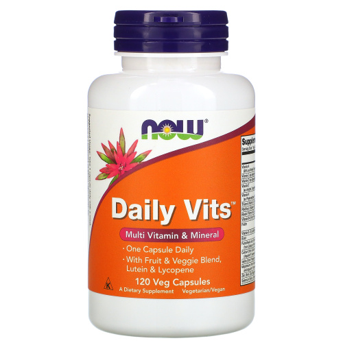 NOW Foods, Daily Vits, мультивитамины и микроэлементы, 120 вегетарианских капсул